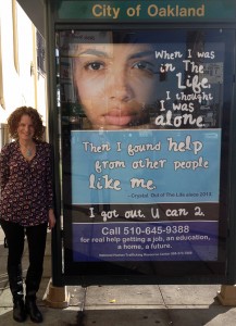 Genice Jacobs with anit-trafficking poster