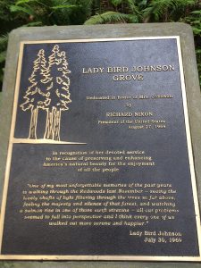 plaque for Lady Bird Johnson grove