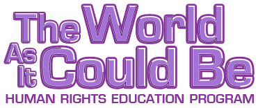 The World As It Could Be Human Rights Education, purple stacked logo