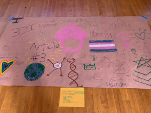 Mural of the aspects of Article 3 that the class is focusing on