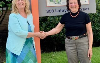Yvonne Vissing and Sandy Sohcot meeting in 2024 in Massachusetts